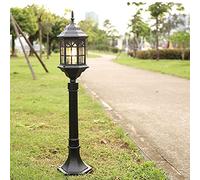 KJHFD Desk Path Lantern Classic Antique Look Garden Retro Vintage Outdoor Rustic Cast Aluminum Glass Floor Lamp E27 Holder (C)