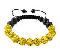 KJHFD Disco Bead Bracelet Yellow 10MM Synthetic Crystal Inspired Handmade Adjustable
