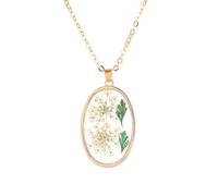 KJHFD Dried Pressed Flowers For Women And Girls, Plated Pressed Daisy Hibiscus Blossom Petal Dangle Necklace Real Dried Flower Necklace, Forget Me Not Necklace