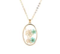 KJHFD Dried Pressed Flowers For Women And Girls, Plated Pressed Daisy Hibiscus Blossom Petal Dangle Necklace Real Dried Flower Necklace, Forget Me Not Necklace