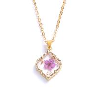 KJHFD Dried Pressed Flowers For Women And Girls, Rhombus Natural Hibiscus Petal DaisyPreserved Dried Flower Necklace Colorful, Forget Me Not Necklace
