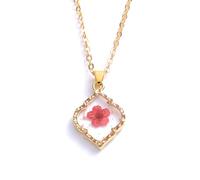 KJHFD Dried Pressed Flowers For Women And Girls, Rhombus Natural Hibiscus Petal DaisyPreserved Dried Flower Necklace Colorful, Forget Me Not Necklace