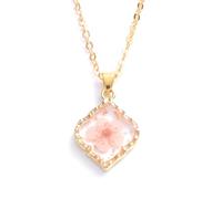 KJHFD Dried Pressed Flowers For Women And Girls, Rhombus Natural Hibiscus Petal DaisyPreserved Dried Flower Necklace Colorful, Forget Me Not Necklace