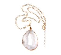 KJHFD Dyed Natural Crystal Druzy Necklace For Women, Minerals Gem Stone Necklace - Healing Energy Druzy Jewelry Necklace, Light Blue Necklace For Valentine Birthday Gifts