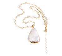 KJHFD Dyed Natural Crystal Druzy Necklace For Women, Minerals Gem Stone Necklace - Healing Energy Druzy Jewelry Necklace, Light Blue Necklace For Valentine Birthday Gifts