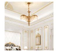 KJHFD European Brass Living Room Pendant Lights French Classic V-intage Copper Chandelier Church Luxury Crystal Lamps ,Kitchen Light