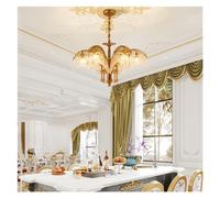 KJHFD European Brass Living Room Pendant Lights French Classic V-intage Copper Chandelier Church Luxury Crystal Lamps ,Kitchen Light