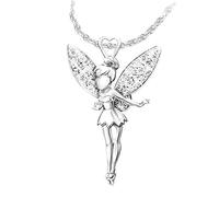 KJHFD Fairy Necklace For Women, 925 Sterling Silver Fairy Tales Sweet Crystal Princess Pendant Necklace Elegant Sparkle Flower, Tinkerbell Necklace, Fairy Jewelry, Tinkerbell Jewelry