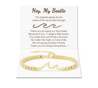 KJHFD Gift for Friends, The Waves of Life We've Through Together, Woman Friendship Gifts Idea, Gold Wave Bracelet for Best Friend Bestie Soul Sister, Christmas, Valentines Day, Birthday