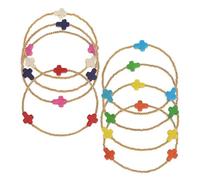 KJHFD Gold Beaded Cross Stack Bracelets Set for Women, 8Pcs Boho Handmade Stackable Colorful Rainbow Statement Stretch Bracelet Prom Holiday Jewelry Gift., 7", Brass, no gemstone