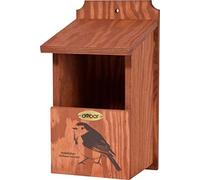 KJHFD green label 22366FSCe Wooden Box Aid for Breeders Nesting Area Half Cave with Screen Print Robin Motif x cm - Brown
