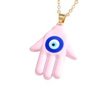 KJHFD Hamsa Necklace For Women And Men, Multicolor Hamsa Hand Evil Eye Necklace Turkish Blue Eye Fatima Hand Sweater Chains, Mano De Fatima Con Ojo Turco