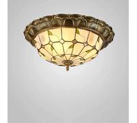 KJHFD Hand-Made Flush Mount Light Bowl LED Pastoral Lighting Style Stained Glass Art Deco Ceiling Lamp Chandelier for Bedroom Living Room Hotel,Hanging Light(Led White Light,52cm)