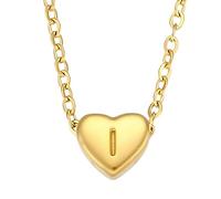 KJHFD Heart Initial Necklace For Women, Minimalist Small Love Initial Necklace, A B C D E F G I J Letter Heart Pendant Necklace, Heart Necklace With Initial (I - Heart Initial
