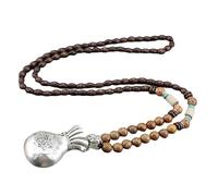KJHFD Hippie Necklace For Women And Men, Boho Hippie Style Nepal Buddhist Mala Wood Beads Long Pendant Necklace, Long Necklaces For Women Boho, Necklaces