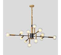 KJHFD Industrial Wood Sputnik Chandeliers Lighting G9 Adjustable Rustic Farmhouse Ceiling Lights Fixtures for Living Dining Room Bedroom,Black,12 Light Interesting