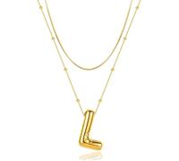 KJHFD Initial Necklaces for Women Girls, Dainty Balloon Bubble Letter Necklace, Name Alphabet Pendant Layered Choker Personalized Jewelry