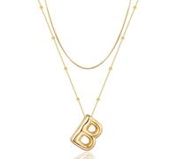 KJHFD Initial Necklaces for Women Girls, Dainty Balloon Bubble Letter Necklace, Name Alphabet Pendant Layered Choker Personalized Jewelry