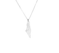 KJHFD Israel Necklace, 925 Sterling Silver Israel Palestine Map Pendant Necklace Country Geography Chain Necklaces for Women Jewelry Gift Wholesale - Israel Necklace, Bring Them Home Dog