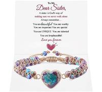 KJHFD Jasper Heart Bracelet Adjustable Imperial Stone Beaded Braided Handmade Bracelet for Women Birthday Anniversary Mothers Day Christmas Graduation Jewelry Gifts for Her Mother Daughter