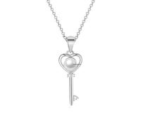 KJHFD Key Necklace For Women, 925 Sterling Silver Heart Key Zircon Pendant Necklace, Key Necklaces For Women, Lock And Key Necklace, Skeleton Key Necklace, Heart Key Necklace