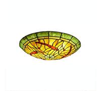 KJHFD Light Vintage Pastoral Round Stained Glass Red Dragonfly Art Shade Style Bedroom Ceiling Lamp Fixture,12 inches