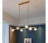 KJHFD Long Chandelier Ceiling Light Compatible with Dining Room, Globes Shade Black Industrial V-intage During Lighting Glass Chandelier-Black. 10 Head