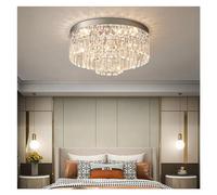 KJHFD Luxury Style Crystal Ceiling Lamp Compatible with Living Room Bedroom Study Round Chrome Silver Remote Control Chandelier Light,for Various Rooms