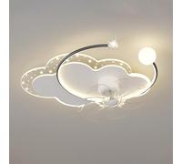 KJHFD Minimalist Cloud-Shaped Ceiling Fan with Cartoon Chandelier for Bedroom Living Room/D