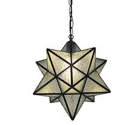 KJHFD Moravian Star Chandelier Glass Pendant Light Unique Pentagram for Loft Bar Café Hallway Kids Room - Decorative Hanging Lantern Fixture