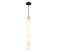 KJHFD Natural Alabaster Pendant Lights Kitchen Island White Marble Long Tube Chandelier Black Ceiling Light Fixtures For Bedroom Dining Table Living Room Hallway