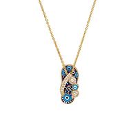 KJHFD necklace Butterfly Fatima Hand Blue Turkish Evil Eye Gold Color Round Pendant For Women Girls jewelry