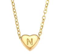 KJHFD Necklace For Women, Small Love Heart L M N O P Q R S T U Letter Necklace, Chunky Heart Necklace, Heart Necklace, Olivia Necklace, Heart Necklace Red, Gold Red Heart