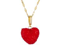 KJHFD Necklace For Women, Zircon Heart Pendant Necklace Cute Sweet Geometric Choker, Chunky Heart Necklace, Olivia Necklace, Heart Necklace Red, Gold Red Heart