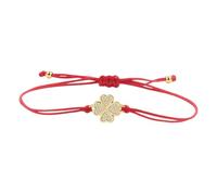 KJHFD New 2025 Arrival Cubic Zirconia Crystal Gold-Plated Brass Four Leaf Lucky Charm Bracelet Women Zircon Cz Stones Red String With For You Accessories Trendy Creative Gift