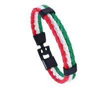 KJHFD New 2025 Arrival Men Charm Vintage Fashion Country Spain Flag Leather Bracelet Easy-Hook Bracelets&Bangles Male Female With For You Accessories Trendy Creative Gift