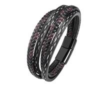 KJHFD New 2025 Arrival Multilayer Leather Classic Men's Leather Stainless Steel Mix And Match Color Stitching Bracelet For Birthday Party Lucky Present With For You Accessories Trendy Creative Gift