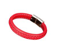 KJHFD New 2025 Arrival Punk Men Jewelry Red Black Braided Leather Bracelet Metal Magnitic Buckle Bracelets Charm Male Wrist Band Hombre With For You Accessories Trendy Creative Gift