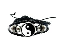 KJHFD New 2025 Arrival Yin Yang Tai Chi Punk Leather Bracelets Women Jewelry Vintage Multilayer Weave Beaded Snap Button Bangles Men With For You Accessories Trendy Creative Gift