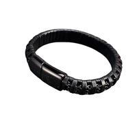 KJHFD New 2025 ArrivalNew Charm Bracelet Retro Black Leather Woven 8Mm Stainless Steel Chain Men's And Women's Jewelry Chain Gift With For You Accessories Trendy Creative Gift