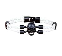 KJHFD New Punk Style Skeleton Pattern Skull Double Layer Toggle-Clasps Pu Leather Bracelet For Men & Hiss Hand Jewelry Gift Fashion Trendy Accessories Creative For Women And Men
