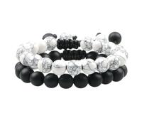 KJHFD New Unisex Stainles Stell 2Pcs Beads Bracelet Tiger Eye Stone Charm Onyx Lava Rock Beaded Yoga Jewelry Bangles Gift Friends Fashion Trendy Accessories Creative For Women And Men