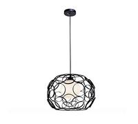 KJHFD Nordic Hollow Metal Frame Ceiling Lighting Fixture,Milky White Lampshade During Bedroom Lamp,E27 Bird's Nest Chandelier-Black. 1 t