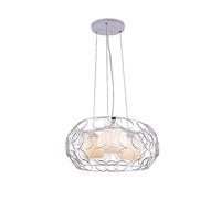 KJHFD Nordic Hollow Metal Frame Ceiling Lighting Fixture,Milky White Lampshade During Bedroom Lamp,E27 Bird's Nest Chandelier-Black. 1 t