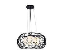 KJHFD Nordic Hollow Metal Frame Ceiling Lighting Fixture,Milky White Lampshade During Bedroom Lamp,E27 Bird's Nest Chandelier-Black. 1 t
