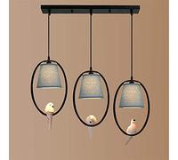 KJHFD Pendant Lamps American Pastoral Country Bird Wrought Iron Textile Fabric Living Dining Kitchen Hallway Balcony Bedroom Children's Room (B3 Heads)