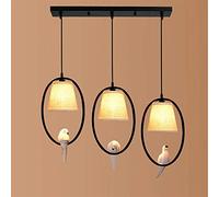 KJHFD Pendant Lamps American Pastoral Country Bird Wrought Iron Textile Fabric Living Dining Kitchen Hallway Balcony Bedroom Children's Room,B-3 (A3 Heads)