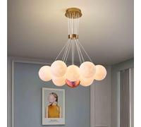 KJHFD Pendant Lights, LED Ceiling Light Round, Dimmable 3D Moon Print Lamp Shades Hanging Lamp,Chandelier