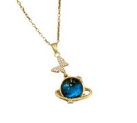KJHFD Planet Necklace For Women And Men, Starry Horse Zircon Necklace Shiny Stars Planet Pendant, Pendant With Silver Chain, Necklace, Astronaut Necklace