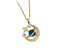 KJHFD Planet Necklace For Women And Men, Starry Horse Zircon Necklace Shiny Stars Planet Pendant, Pendant With Silver Chain, Necklace, Astronaut Necklace